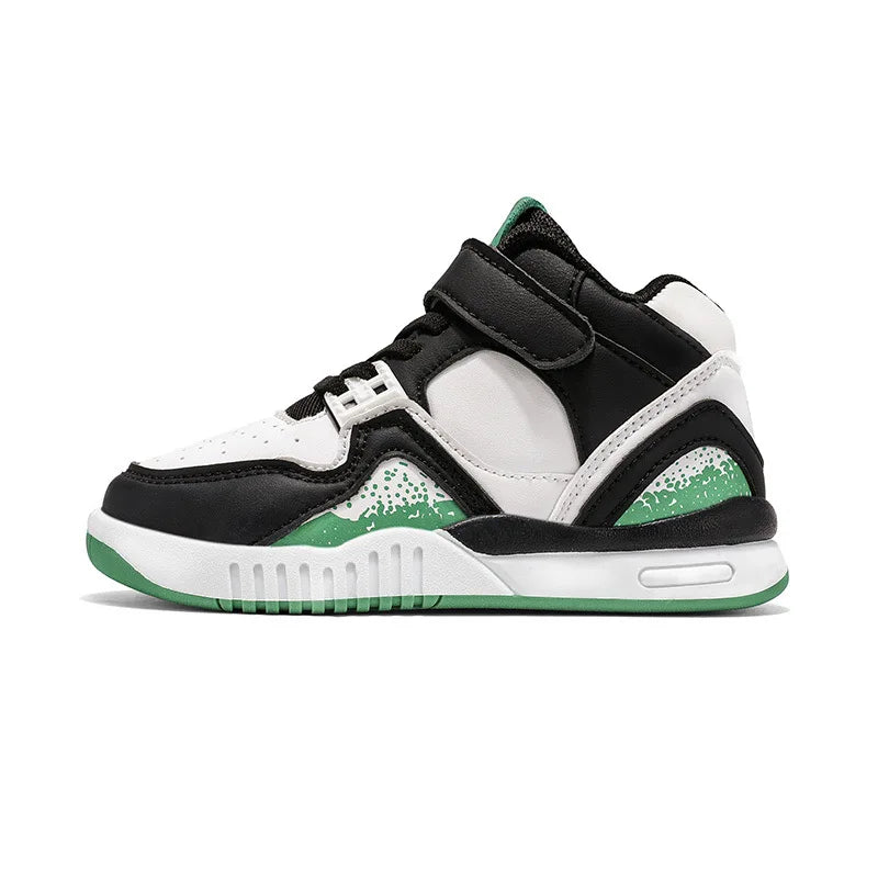 Fashion Kids Sneakers Boys Girls Casual Waterproof Non-slip Sport Walking Shoes in black white and green by Yamza Tots Closet