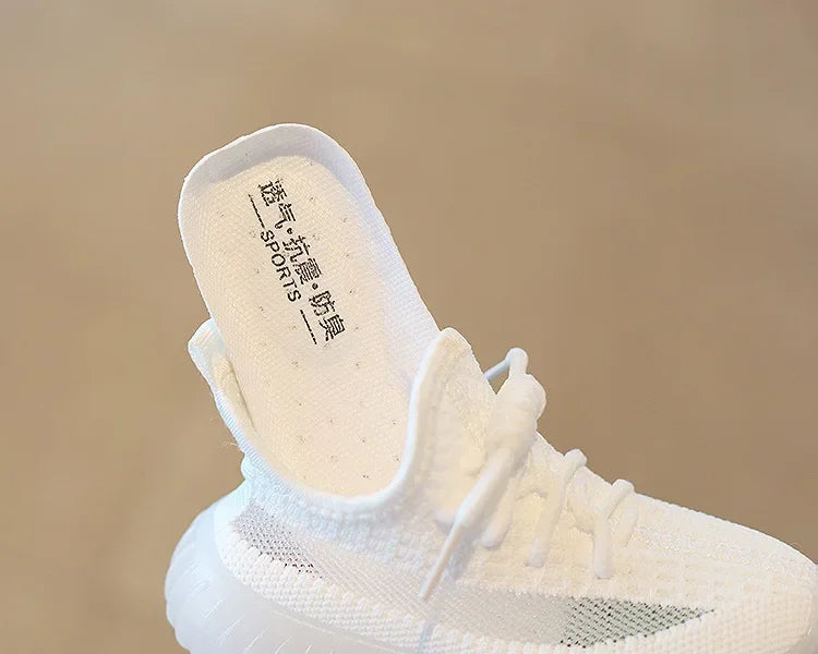 Yamza Tots' Closet Fashion Kids Sneakers Breathable Non-slip Casual Running Shoes for Boys Girls in white 