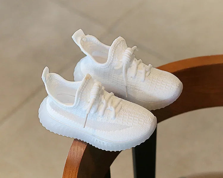 Yamza Tots' Closet Fashion Kids Sneakers Breathable Non-slip Casual Running Shoes for Boys Girls in white