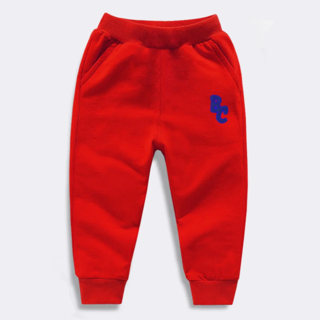 Red casual pants for kids by Yamza Tots' Closet with fun design Full Sleeve Sweatshirts and Casual Pants Come with Fun Cartoon Designs