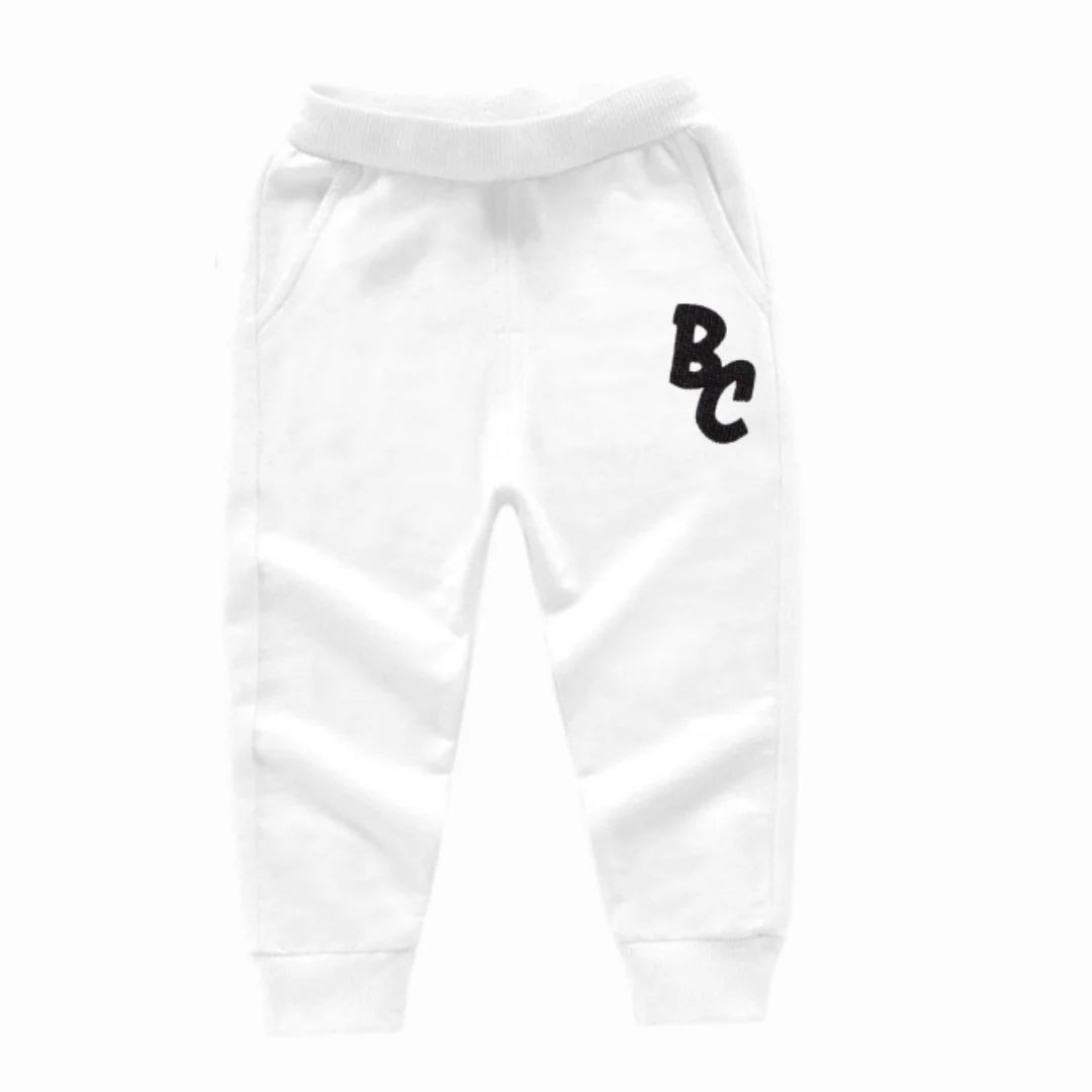 Yamza Tots Closet white casual pants with BC logo detail Full Sleeve Sweatshirts and Casual Pants Come with Fun Cartoon Designs