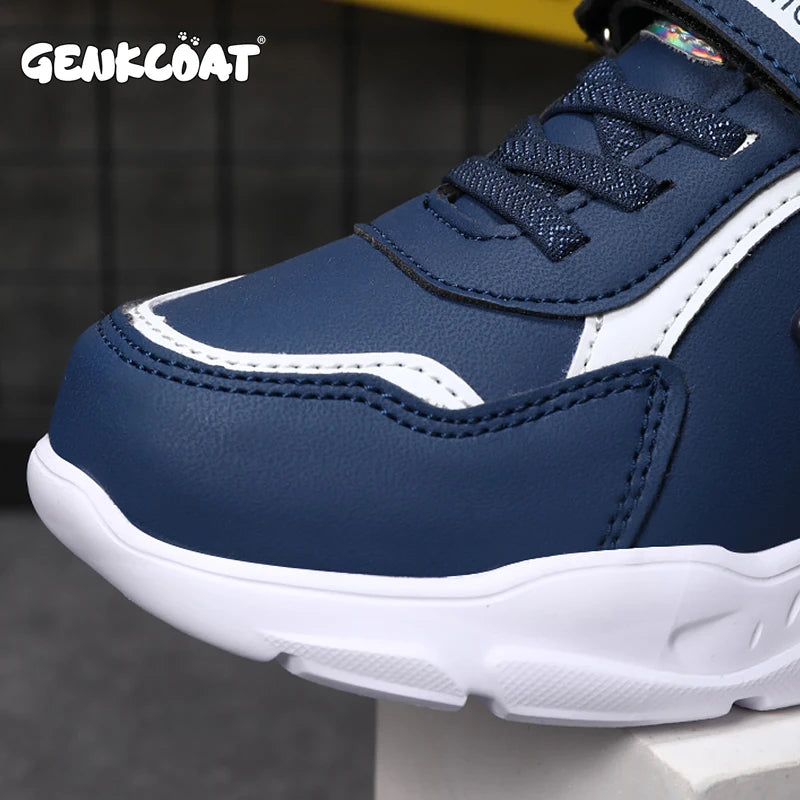 Yamza Tots' Closet navy blue Fashion Kids Running Outdoor Breathable Lightweight Sneakers Boys Girls Shoes close up
