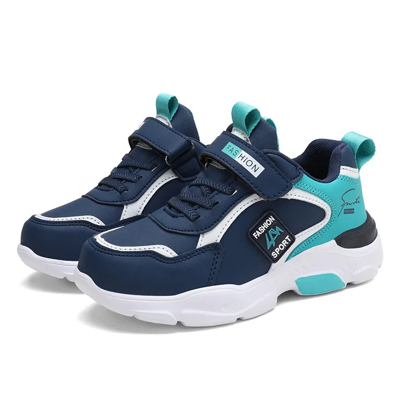 Fashion Kids Running Outdoor Breathable Lightweight Sneakers Boys Girls Shoes in navy blue and teal by Yamza Tots' Closet