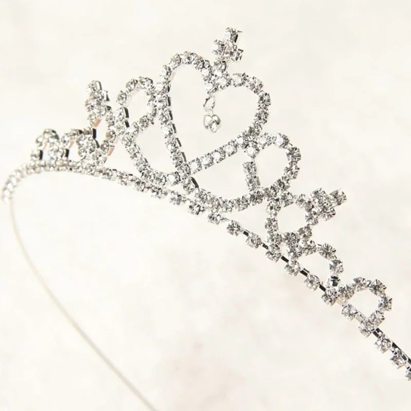 Yamza Tots Closet silver rhinestone tiara crown for Girl Rainbow Sequins Tulle Birthday Party