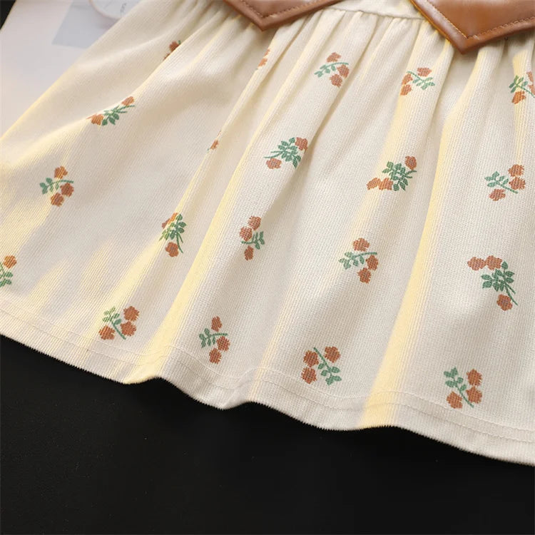 Girls Spring Autumn Dress Long Sleeve Print Baby Clothes Fashion Kids Outfit with floral pattern and soft fabric
