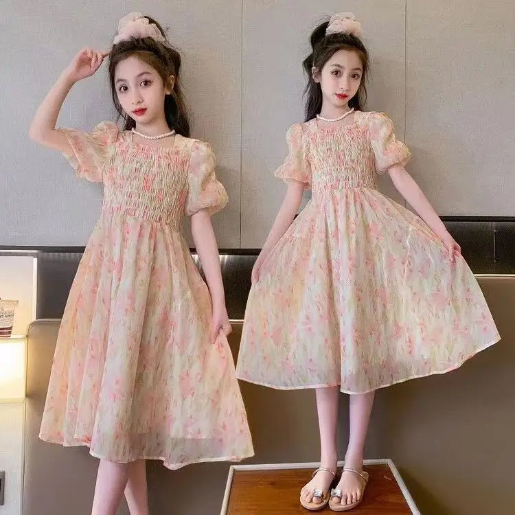 Girls Summer Floral Chinese Style Party Dress Elegant Kids Holiday Outfit by Yamza Tots Closet