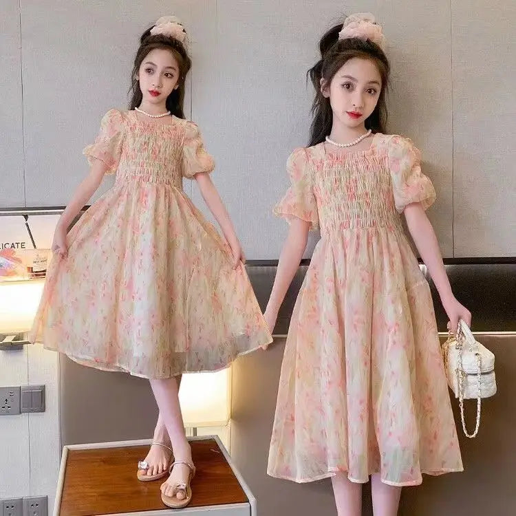 Girls Summer Floral Chinese Style Party Dress Elegant Kids Holiday Outfit by Yamza Tots' Closet