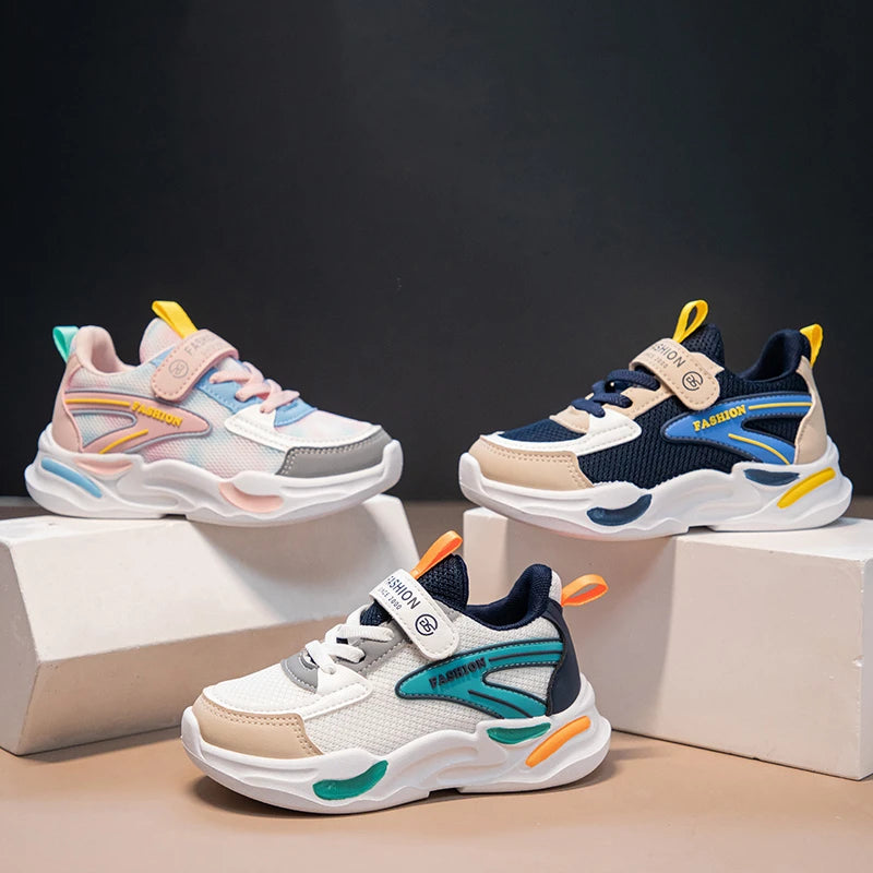 Kids Air Mesh Breathable Sports Running Sneakers Boys Girls School Shoes in multiple colors for active kids
