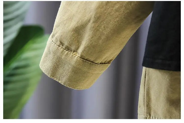Close-up of Kids Boy Clothing Set New Handsome Fashion Baby Work Style Shirt Pants Two Piece sleeve and cuff detail