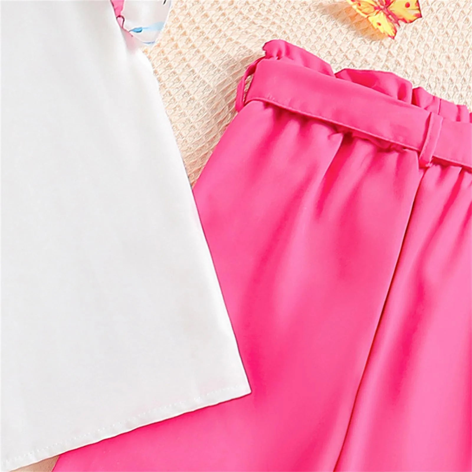 Kids Casual Clothing Sets Summer Girls Fashion Rose Floral Print White Top Pants by Yamza Tots' Closet