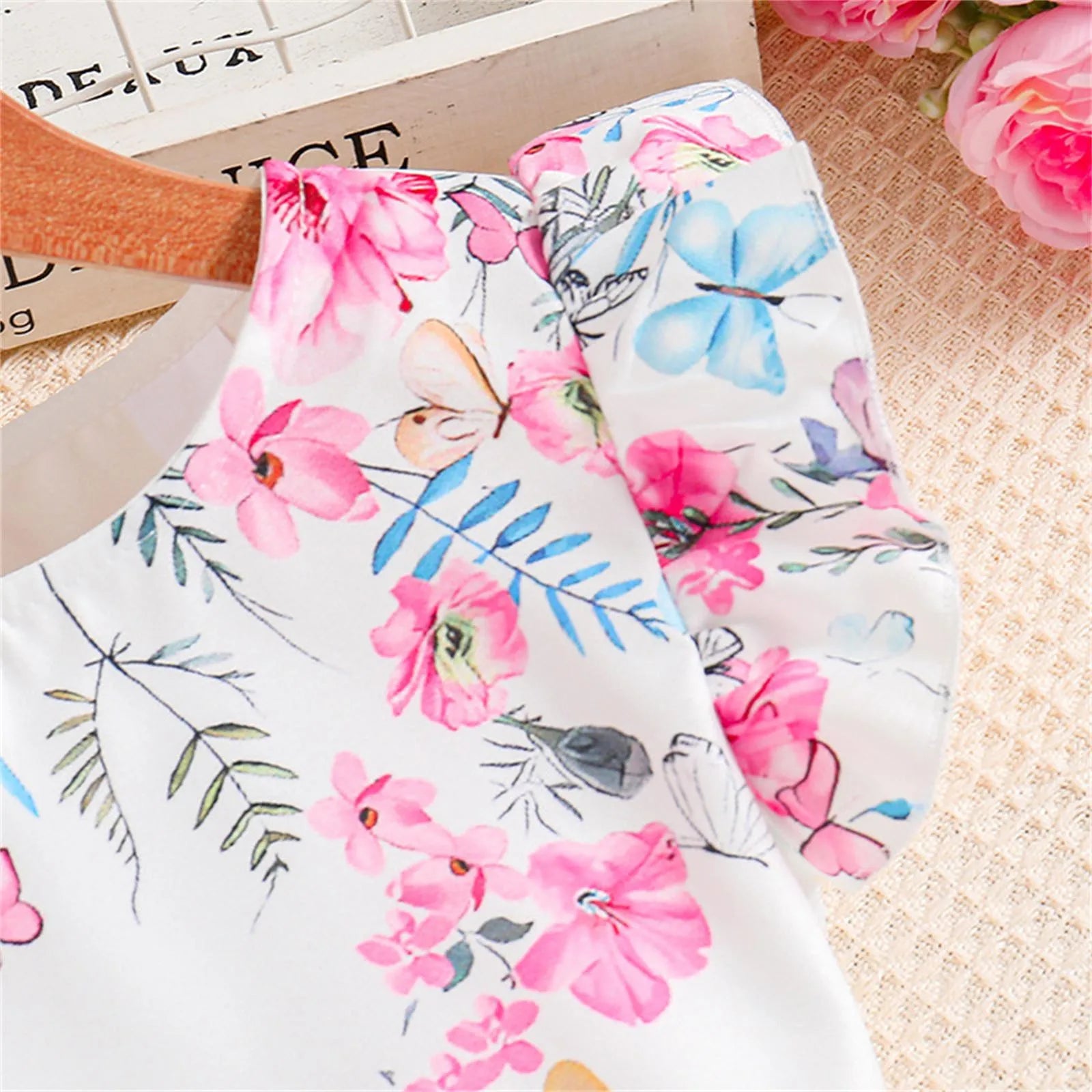 Kids Casual Clothing Sets Summer Girls Fashion Rose Floral Print White Top Pants by Yamza Tots Closet 