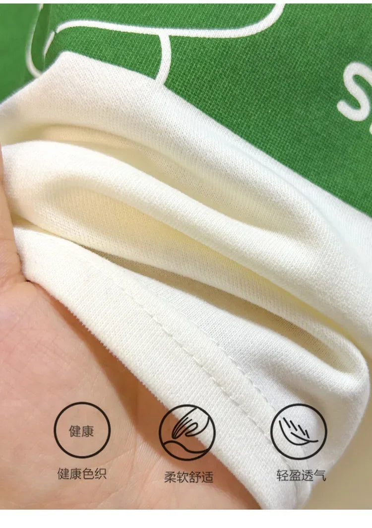 Kids Cotton Short Sleeve Top and Shorts Set Summer Casual Outfit Boys Girls soft breathable fabric close-up