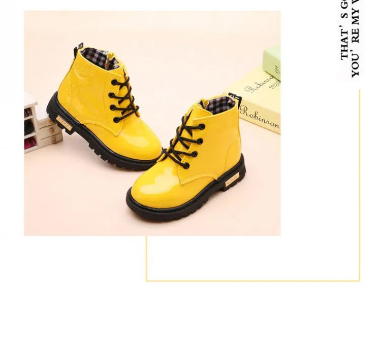 Yamza Tots' Closet kids girls non-slip wear-resistant soft sole fashion warm boots for winter in bright yellow