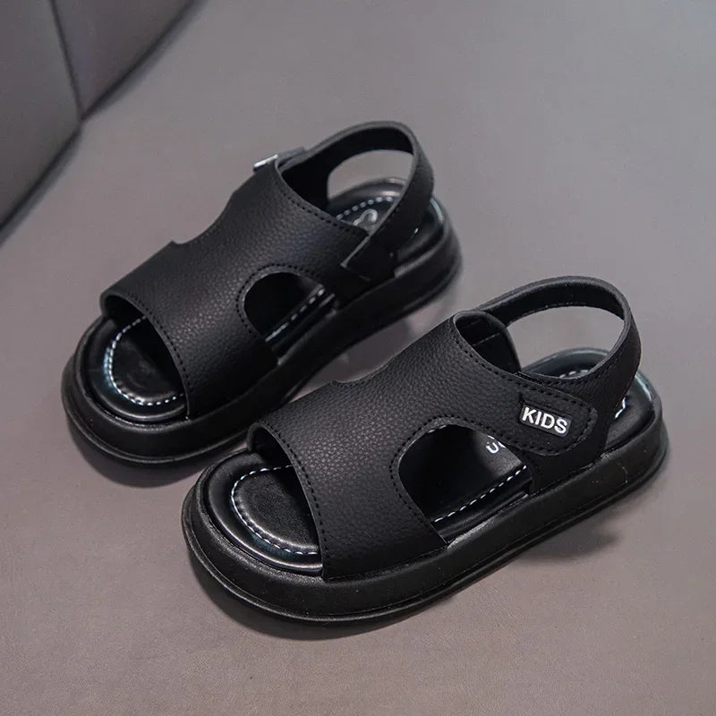Yamza Tots' Closet Kids Open Toe Non-Slip Soft Sole Sandals Boys Girls Summer Beach Shoes in black 
