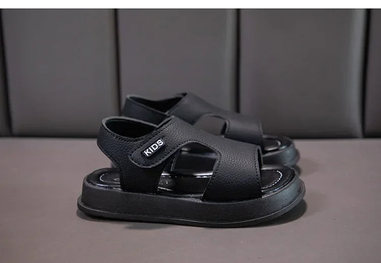 Black Kids Open Toe Non Slip Soft Sole Sandals Boys Girls Summer Beach Shoes by Yamza Tots' Closet