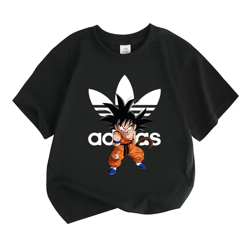 Kids Summer Clothes Anime Cartoon Print Boys Creative Casual Lightweight T-Shir black t-shirt with anime character design