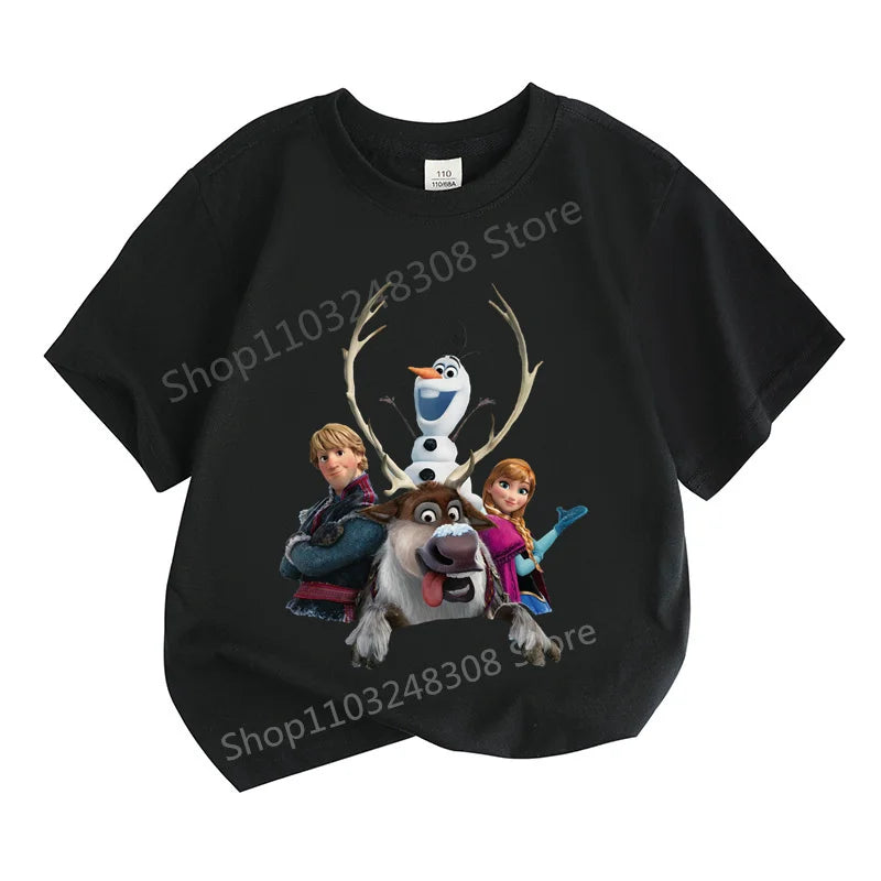 Kids Summer Clothes Anime Cartoon Print Boys Creative Casual Lightweight T-Shir with black background and animated characters