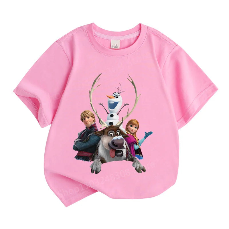 Kids Summer Clothes Anime Cartoon Print Boys Creative Casual Lightweight T-Shir pink t-shirt with animated characters