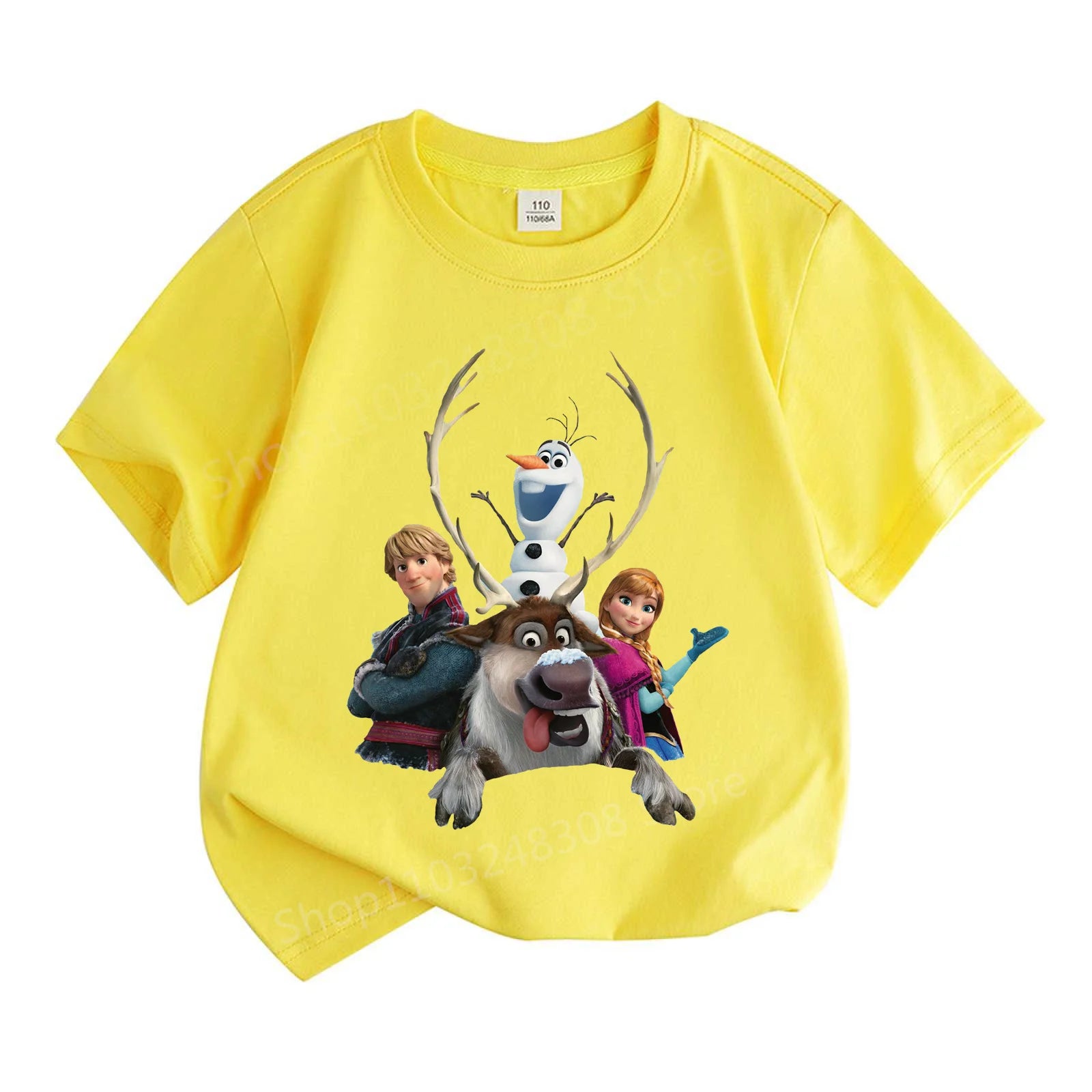 Kids Summer Clothes Anime Cartoon Print Boys Creative Casual Lightweight T-Shir with yellow fabric and animated character design