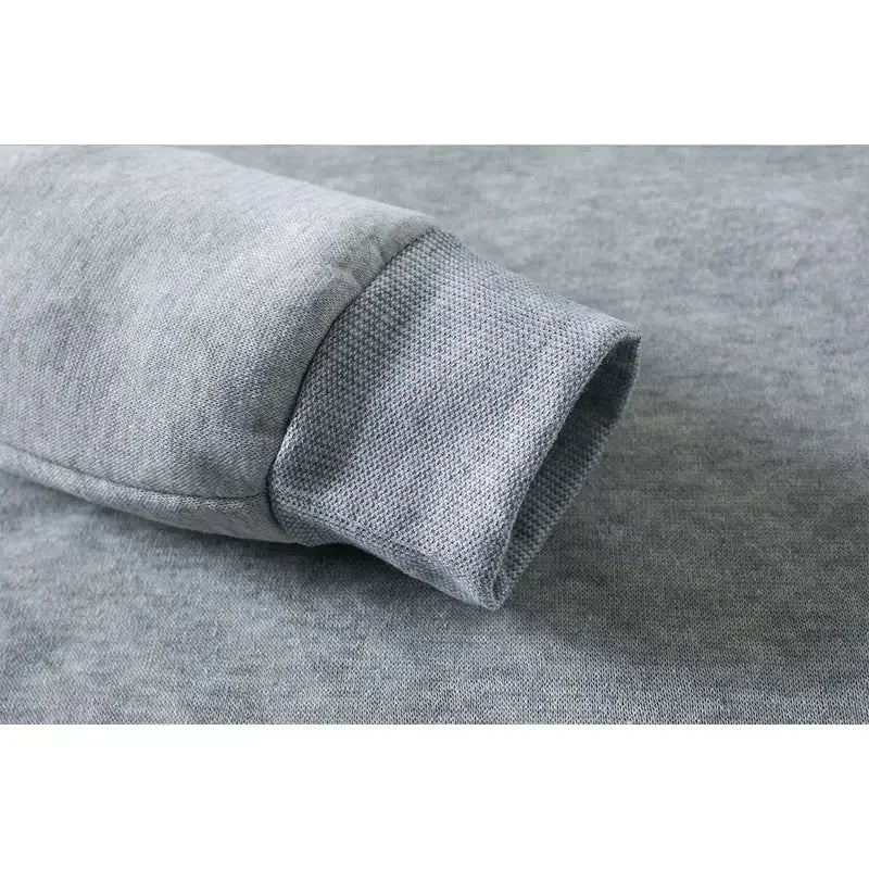 Close-up of gray Kids Super Kitties Long Sleeve Sportswear Set Fun and Affordable Outfit sleeve cuff