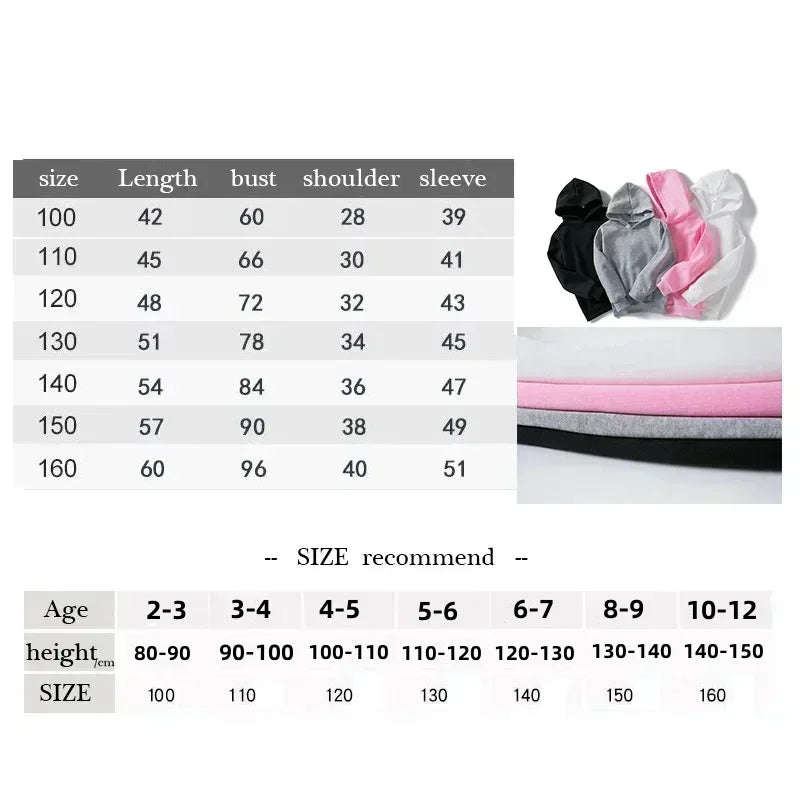 Kids Super Kitties Long Sleeve Sportswear Set Fun and Affordable Outfit size chart and fabric color options black gray pink white