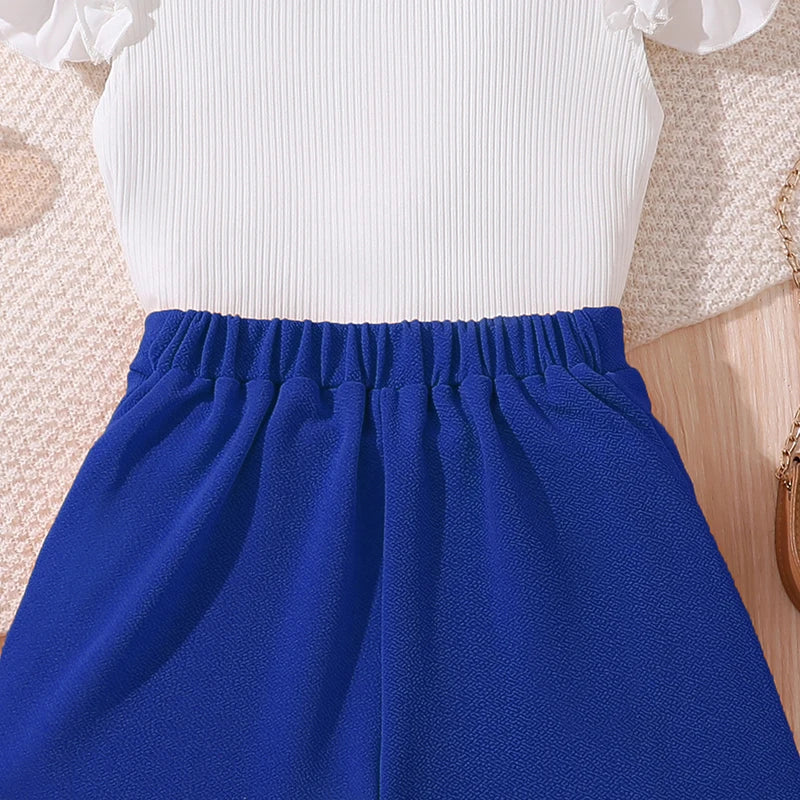 Korean Fashion Summer Outfits Kids Girls White Short Sleeve Top Yellow Shorts by Yamza Tots' Closet 