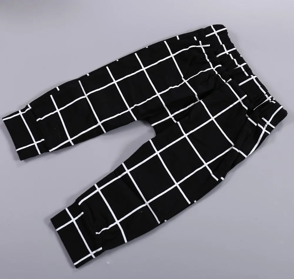Black and white lattice trousers for baby boys from the LIKE A BOSS Long Sleeve T-Shirt and Lattice Trousers Set