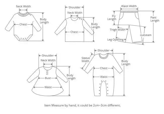 Measurement guide for Baby Boy 3PCS Outfit Set Bow Shirt Vest and Pants Suit for 0-7 Years by Yamza Tots Closet