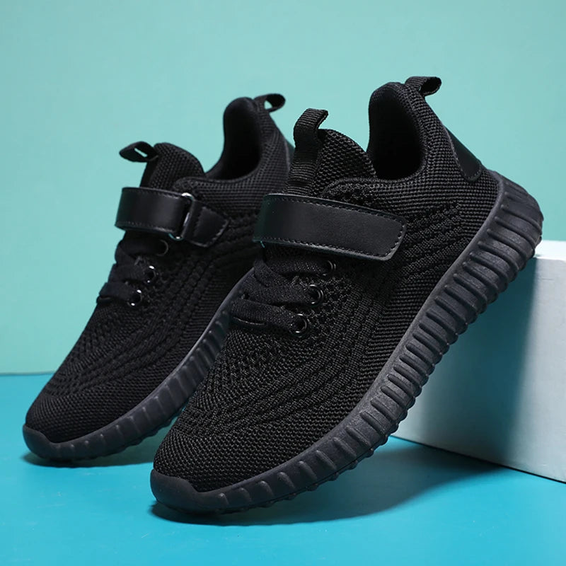 Yamza Tots' Closet fashion kids boy running sport black sneakers outdoor lightweight breathable shoe pair