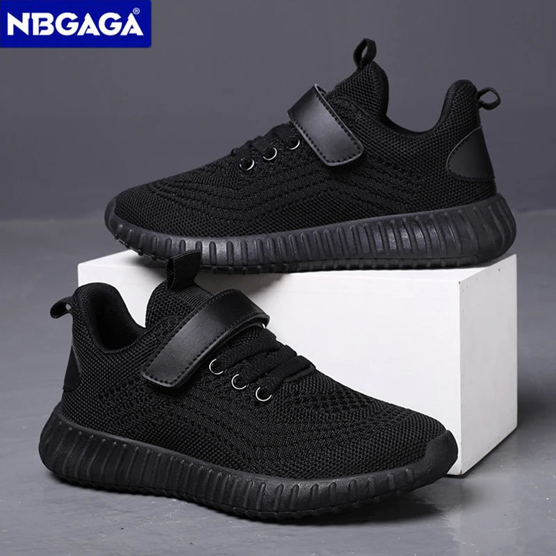 Fashion Kids Boy Running Sport Black Sneakers Outdoor Lightweight Breathable by Yamza Tots' Closet in black mesh design