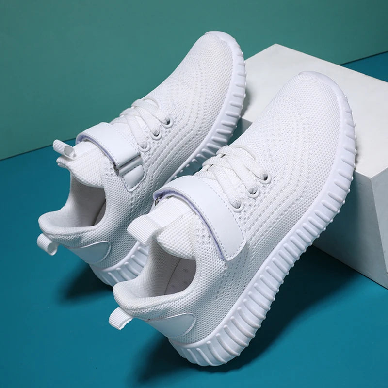 Fashion Kids Boy Running Sport Black Sneakers Outdoor Lightweight Breathable style white color shoes