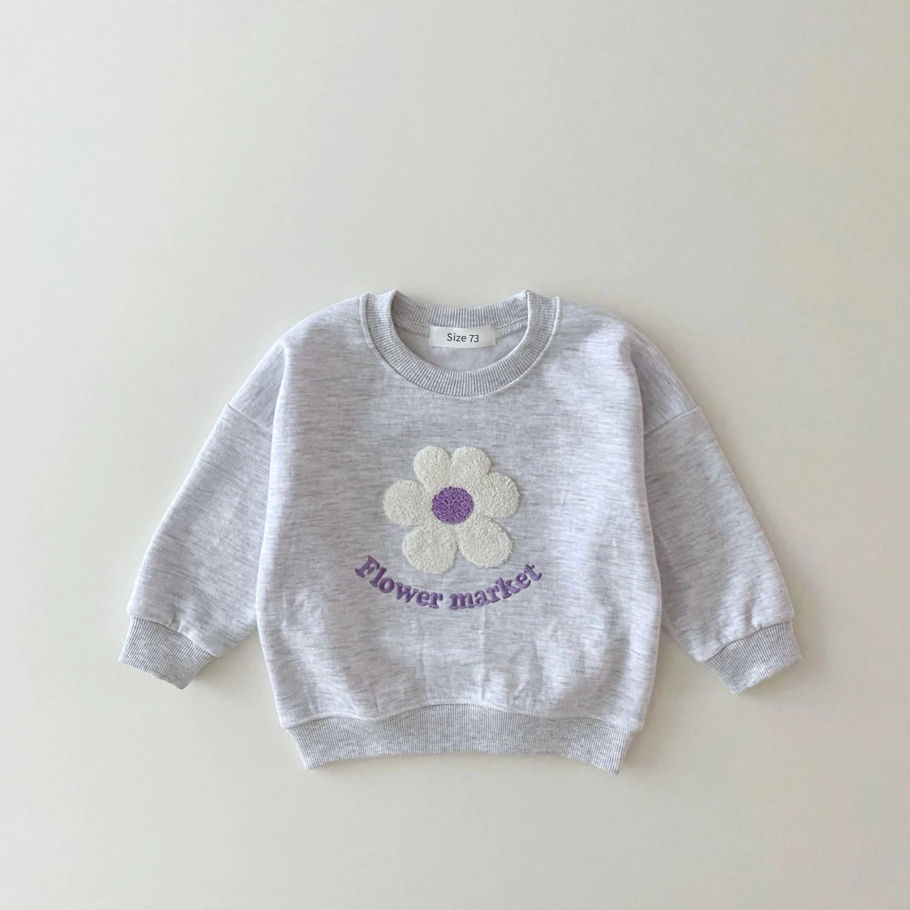 New Baby Clothes Suits Cotton Newborn Pullover Top and Trousers Set Boy Girl gray sweatshirt with flower market design