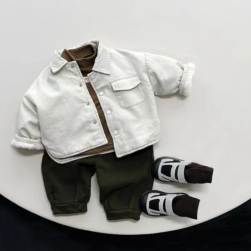 New Boy Jackets Fleece Kids Coats Fashion Children Outerwear for Winter Autumn white fleece jacket outfit