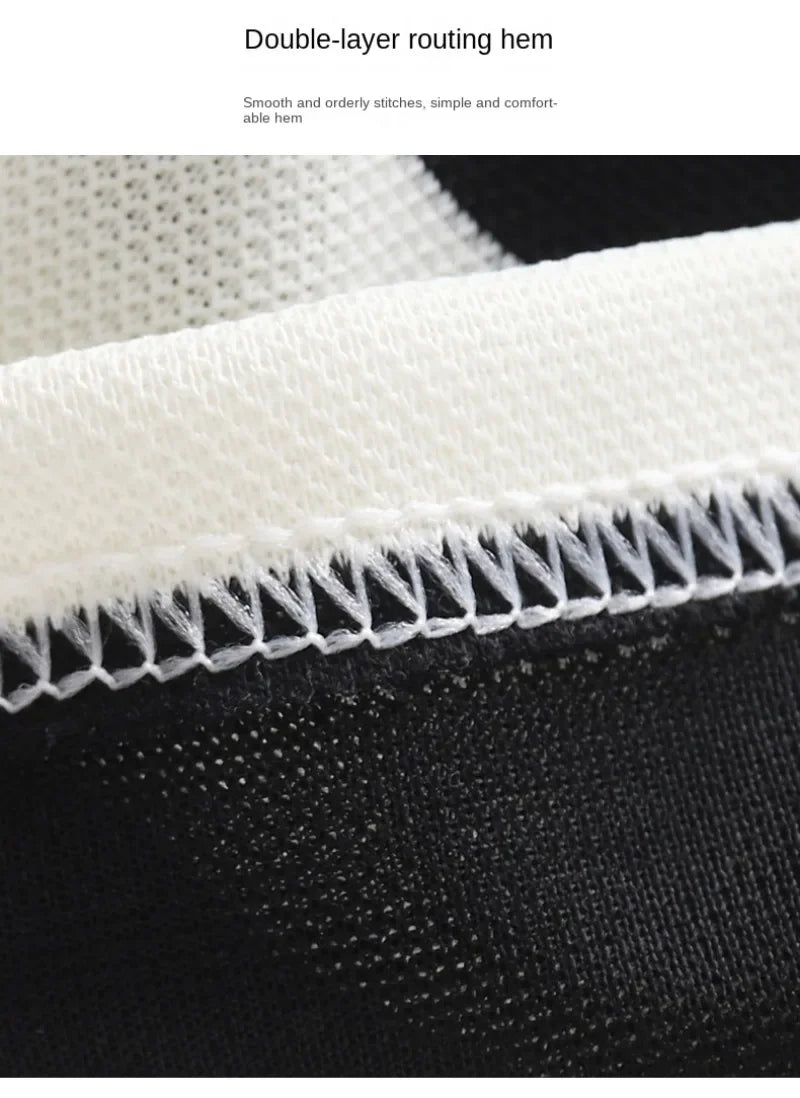 Close-up of double-layer routing hem on Summer Kids Sets Boys Girls Short Sleeve Striped T-shirt and Shorts Tracksuit