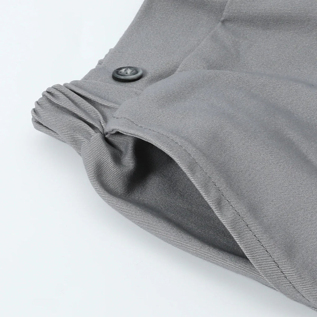 Close-up of gray toddler pants pocket with elastic waistband from toddler boy outfits baby halloween collection