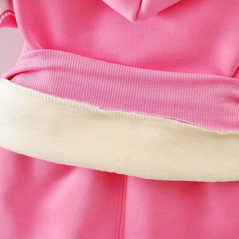 Close-up of pink Toddler Clothes Hooded & Pant 2pcs Outfit showing soft fabric and fleece lining