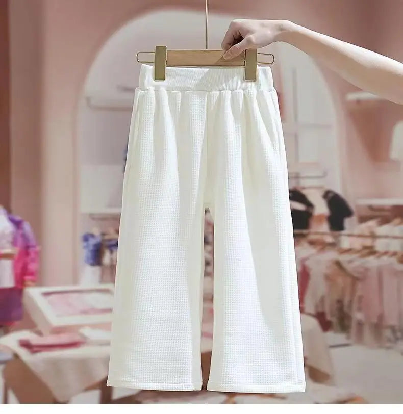 White pants from Kids Girls Spring Autumn Blouse Top and Pants Set Sweet Casual Outfit Set by Yamza Tots' Closet