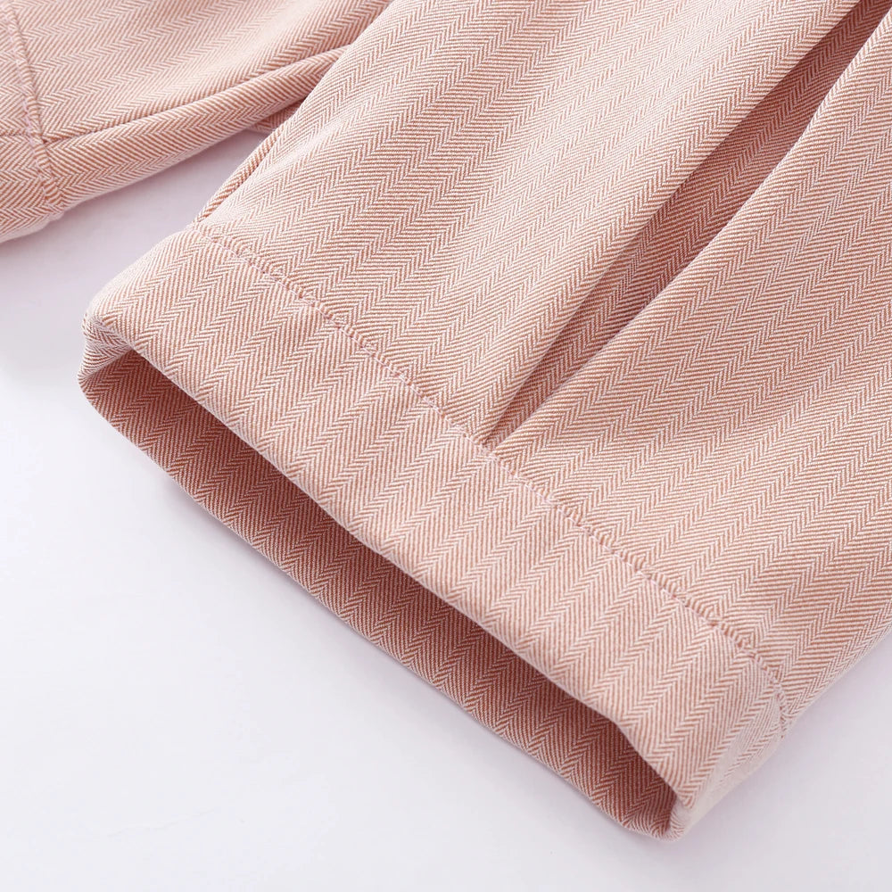 Close-up of pink fabric cuff detail from Kids Pink Boys 3-Piece Vest Suit with Tie Bow and Hat Birthday Dress Set by Yamza Tots' Closet