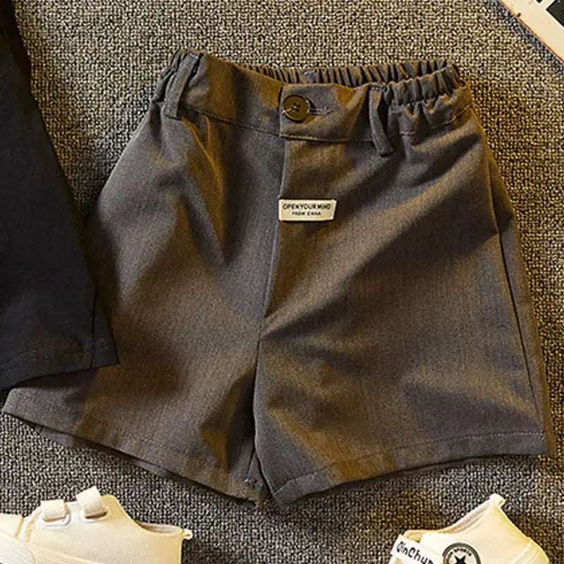 Grey shorts from Kids Sleeveless Cotton Clothing Set Two-Piece Summer Outfits for Boys by Yamza Tots Closet