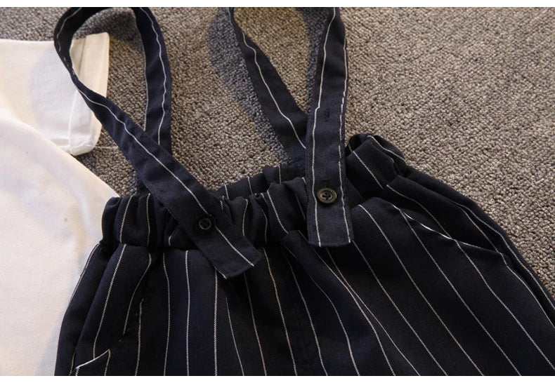 Toddler Boy Birthday Outfit Summer Formal Shirt and Shorts Clothing Set by Yamza Tots' Closet with striped suspenders