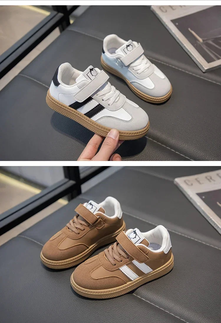 Yamza Tots' Closet Walking Shoes Sneakers White Non-slip in white and brown color options with secure Velcro straps