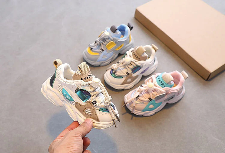 Breathable Mesh Kids Casual Sneakers Non-Slip Sport Shoes for Boys and Girls in multiple pastel colors
