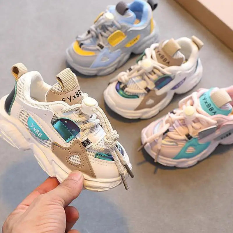Breathable Mesh Kids Casual Sneakers Non-Slip Sport Shoes for Boys and Girls in multiple color options